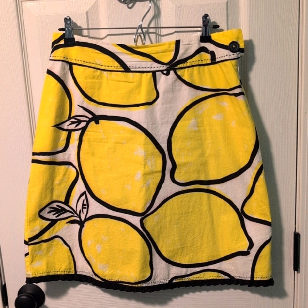 Yellow Lemon Print Skirt Size 8